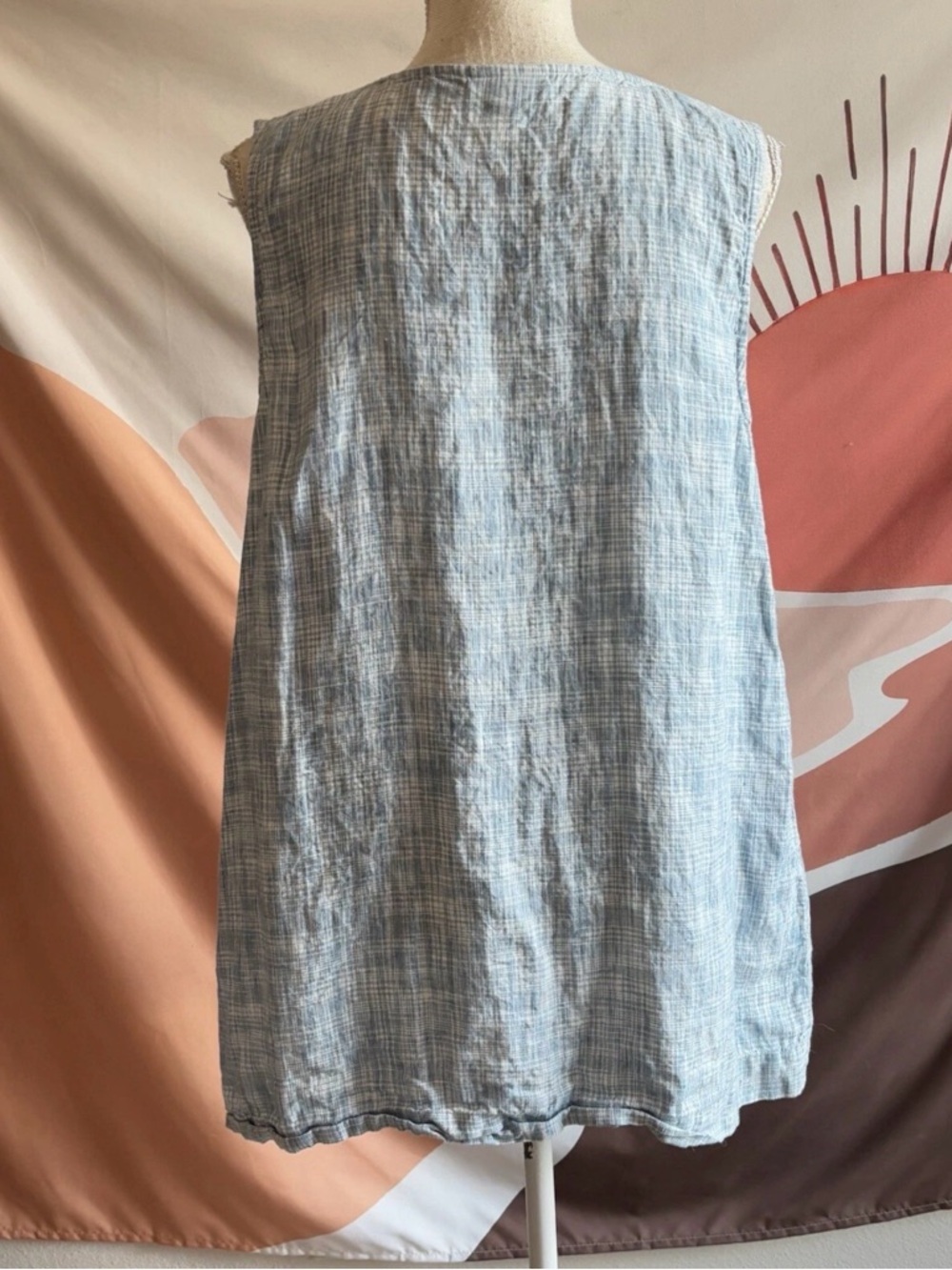 Pure Jill J.Jill Dress Women’s Size L Large 100% Linen Sleveless Sheath Blue - Picture 4 of 6